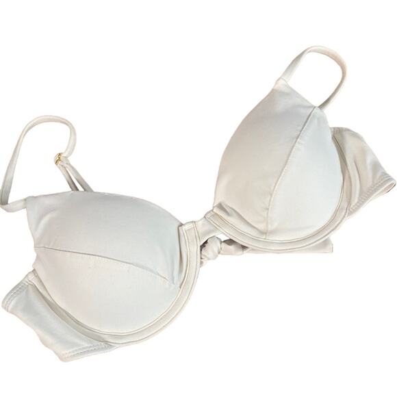 Knight White Adjustable Strap Tie Back Summer Beachy Bikini Top Women Sz L - Picture 1 of 11